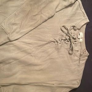 No Comment Olive green tie up sweat shirt